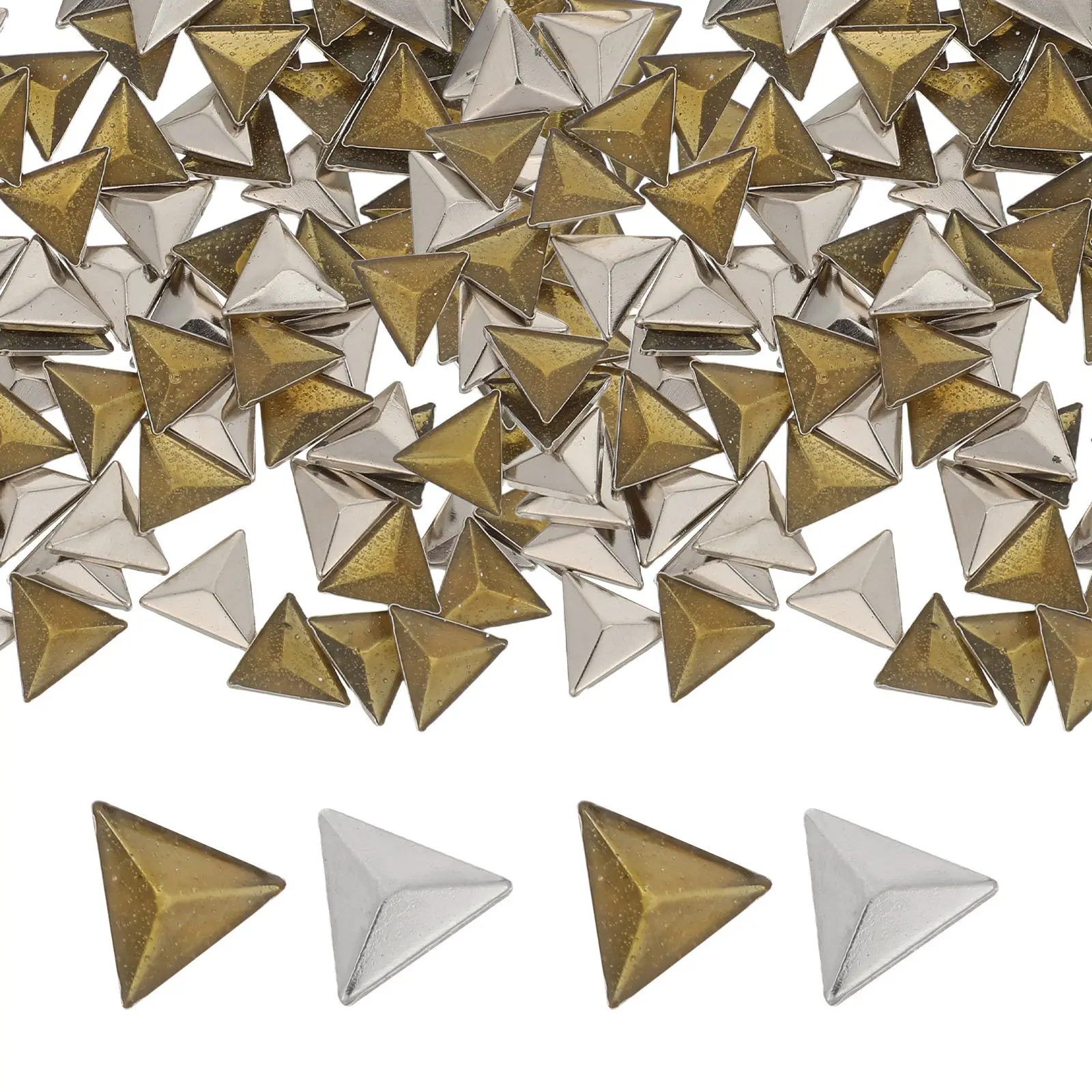100 Piezas de Tachuelas de Cobre Planas con Base Piramidal para Decoración de Metal Termoadhesivas para Zapatos, Bolsos, Ropa y Manualidades DIY