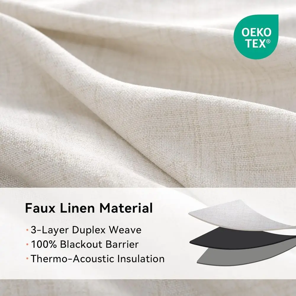 침실용 블랙아웃 린넨 커튼, 거실용 베이지색 그로멧 패널, 유아실용 단열 암막 커튼, 가을 장식