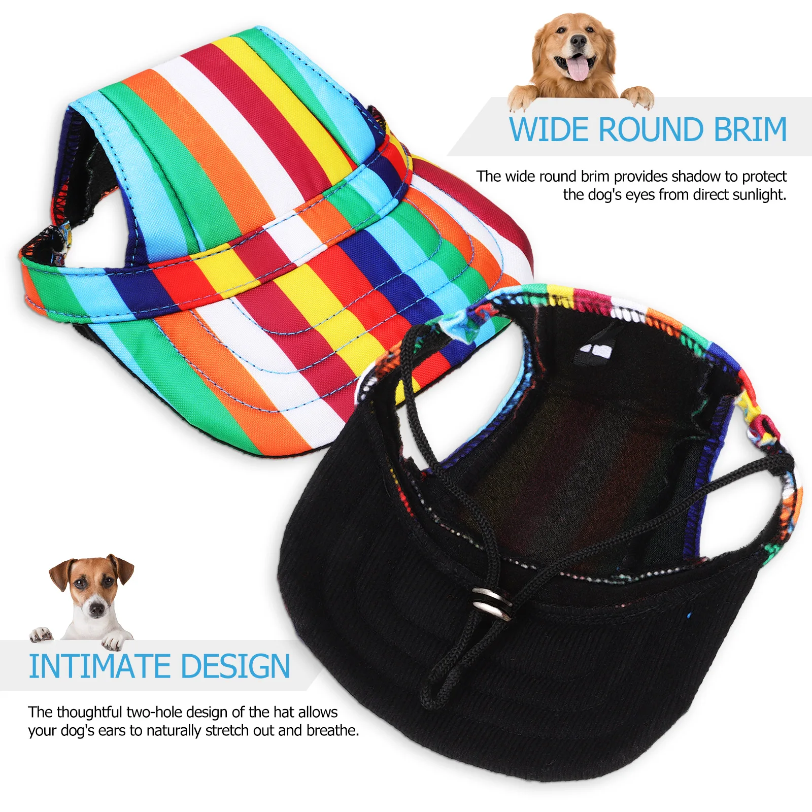 

2 Pcs Dog Hats for Small Medium Large Dogs Baseball Hat Oxford Cloth Pet Summer Breathing Ear Hole Protection