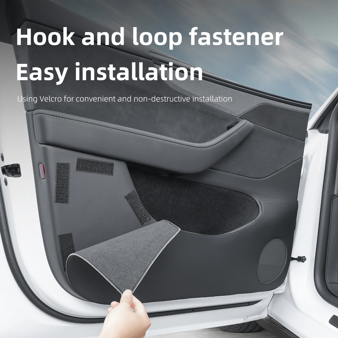 For Tesla Model Y Juniper 2025 2026 Car Door Anti-Kick Pads Leather Side Door Panel Protector Anti-scratch Accessories