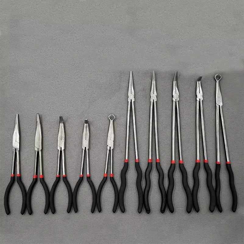 1Set 16inch Multi-purpose Long Nose Pliers Straight Needle Nose Pliers 25 / 45 Degree Curved Without Logo
