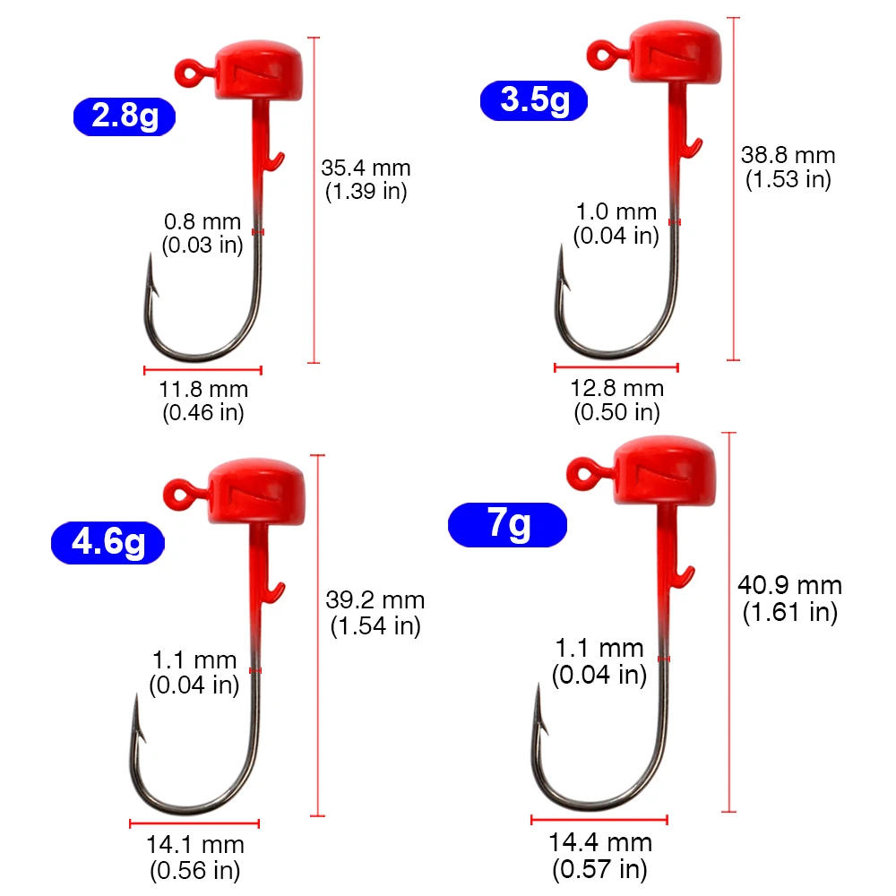 10 Teile/schachtel Ned Rig Angelhaken 2,8g 3,5g 4,6g 7g Jig Kopf Pilz für Weiche Köder Jigging Tackle Finesse Werkzeug Sharp Stacheldraht Haken – Detail 3