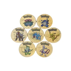 Pokemon Goldmünze Metall Set Mewtwo Charizard Pikachu Venus aur Squirtle Anime Gedenk medaillon Sammler Pokeball Geschenk