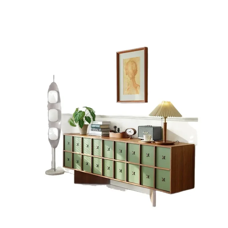 Starry Medieval Solid Wood Veneer TV Cabinet French Retro Living Room High Floor Storage Cabinet