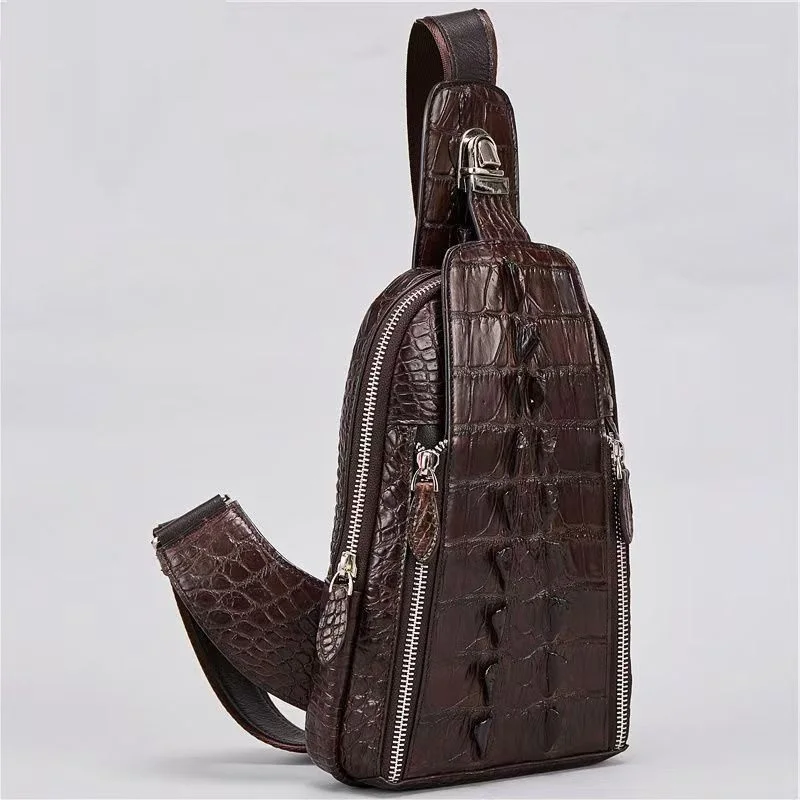 

2025 г. Мужская нагрудная сумка из натуральной крокодиловой кожи, сумка через плечо PDD005