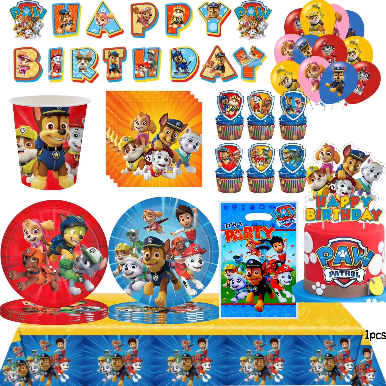 

Paw Patrol Birthday Party Kit Decor Paw Patrol Plates and Cups Set Tablecloth Baby Shower Paw Patrol 4th Birthday Party Favors