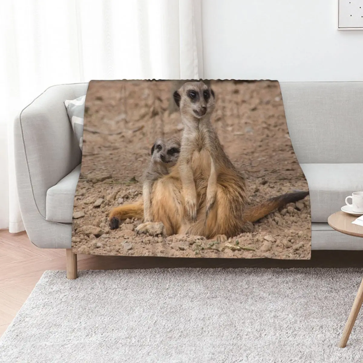 

African animals Male and Female Meerkats Throw Blanket Large Moving warm winter warm for winter Blankets