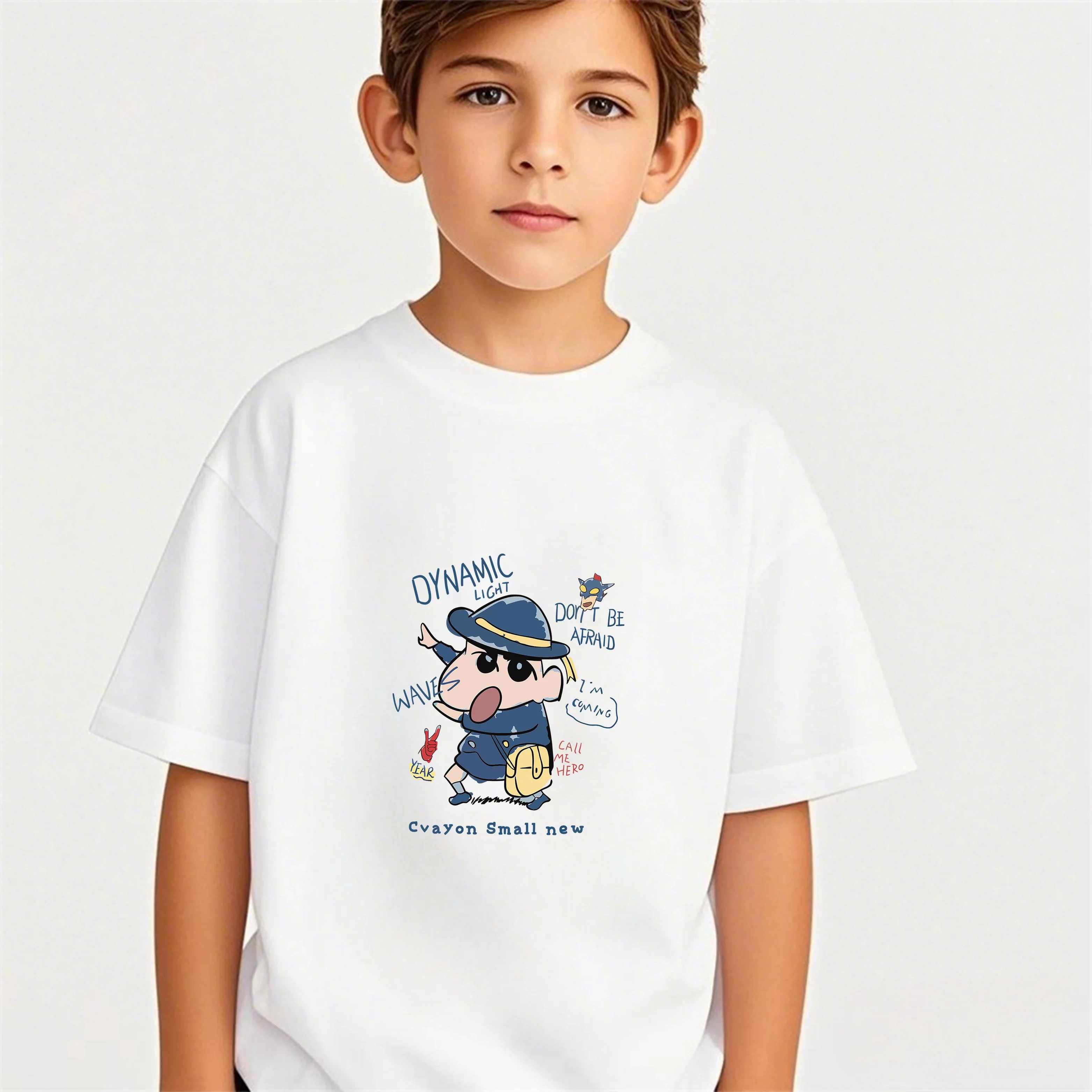 

2D Crayon Shinchan Cartoon Pattern Print 2026 Hot Sale Summer Leisure Short Sleeve Tees For Children Teenage