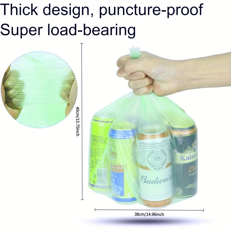100 Odorless Thick Garbage Bags, Durable and Leak Proof Green Garbage Bags, Suitable for Garbage Bins