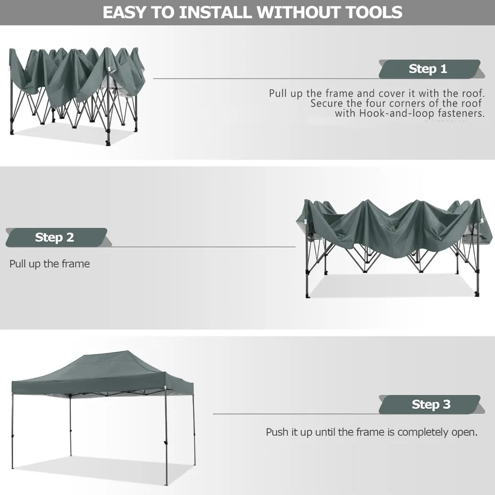 Tente Pop-Up Imperméable avec 4 Côtés, 10x15, pour ixde Mariage, Commerciale et Extérieure, Toutes Saisons, 50 +