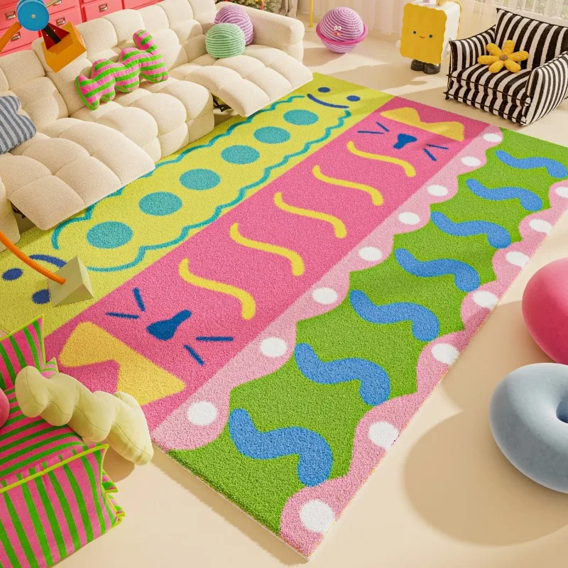 

Colorful Dopamine Living Room Carpet Cute Sofa Coffee Table Rugs for Bedroom Large Area Soft Non-slip Washable Floor Mat Tapis
