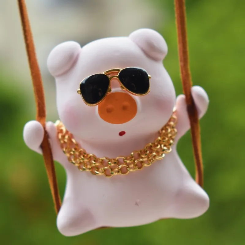 KJOY Hot Selling Creative New Pink Cartoon Pig Swing Car Pendant Swing Car Rearview Mirror Pendant Vehicle Interior Cute Driver