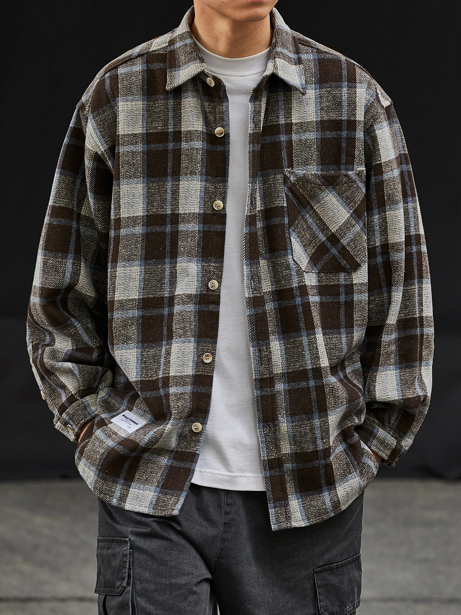 Spring Autumn Japanese Vintage Plaid Shirt For Men Clothing Harajuku High Quality Casual Long Sleeves Korean Fashion Tops Male