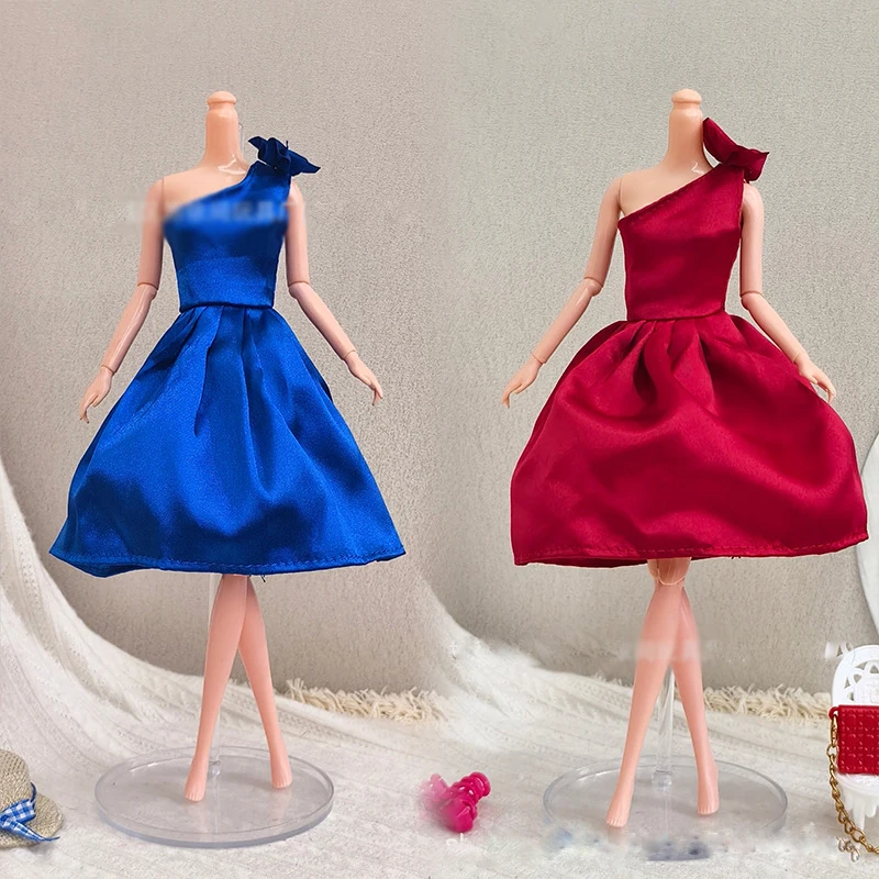 New 30cm Supermodel Doll Clothes Fashion Luxury Satin Off-the-Shoulder Dress 1/6 Scale Doll Dress Up Evening Gown Princess Dress