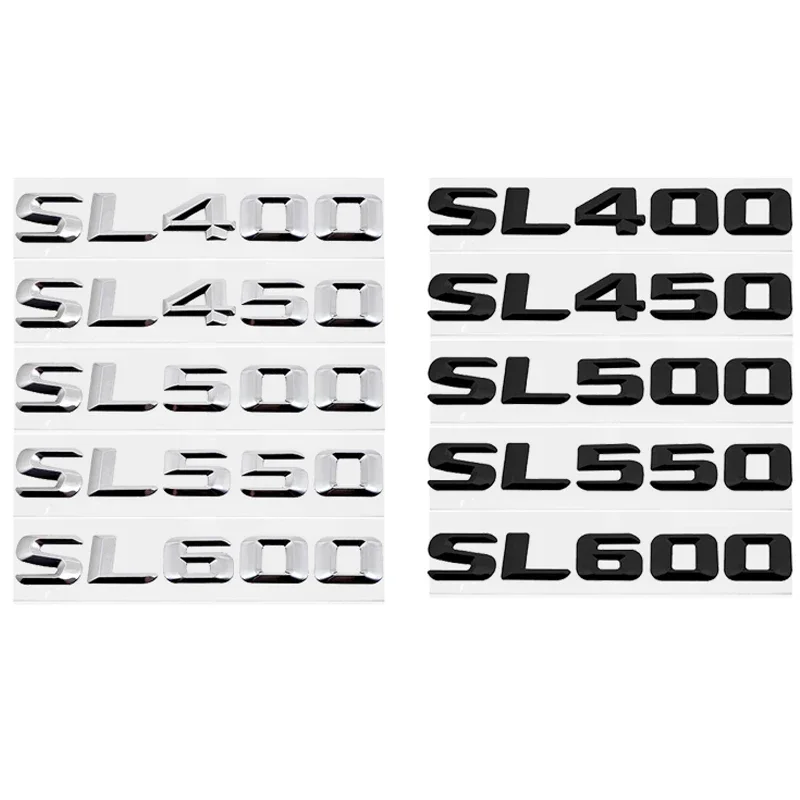 

Car Rear Trunk Stickers for Mercedes Benz SL350 SL400 SL450 SL500 SL550 SL600 Auto Tail Box 3D Emblem Badge Decal