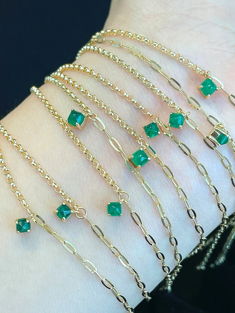 LUOWEND 100% 18K سوار ذهب أصفر موضة AB تصميم رومانسي نمط حقيقي سوار الزمرد الطبيعي للنساء هدية عيد ميلاد