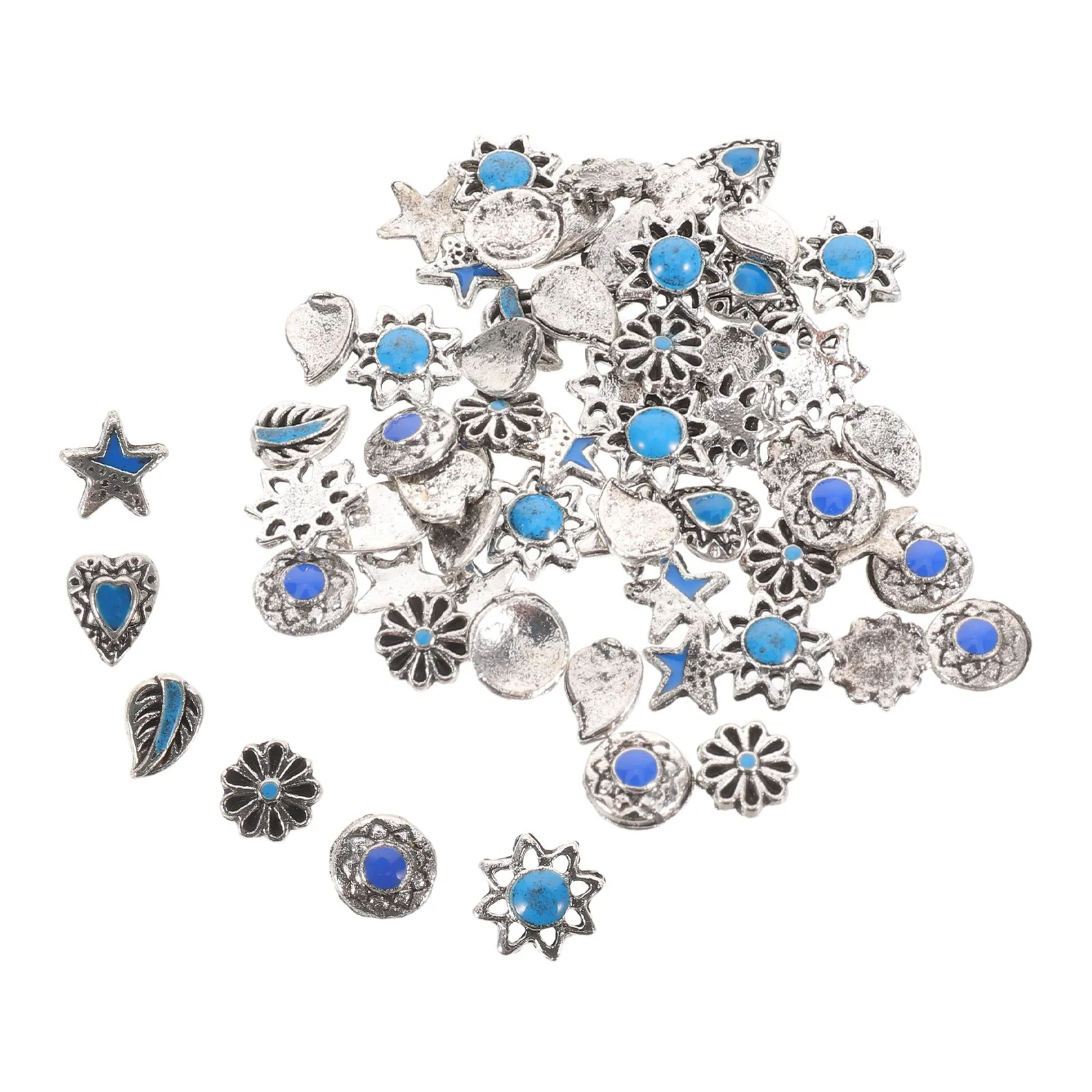 60Pcs Vintage Western Nail Charms Retro Stone Crackle 3D Nail Art Decorations for Gel Acrylic Nails DIY Or Salon Use