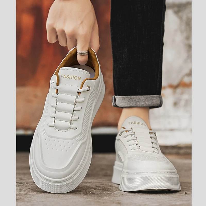 

Spring 2026 Men's Sneakers New Style Breathable White Shoes Trendy Thick-soled Sports Shoes for Men Casual Board Shoes