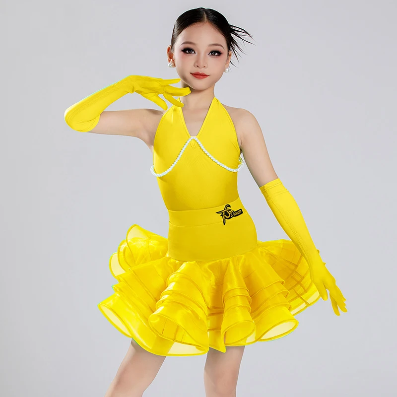Salsa vestido de dança latina meninas vestido de dança competição samba tango rumba vestido de salão padrão crianças traje de dança latina meninas