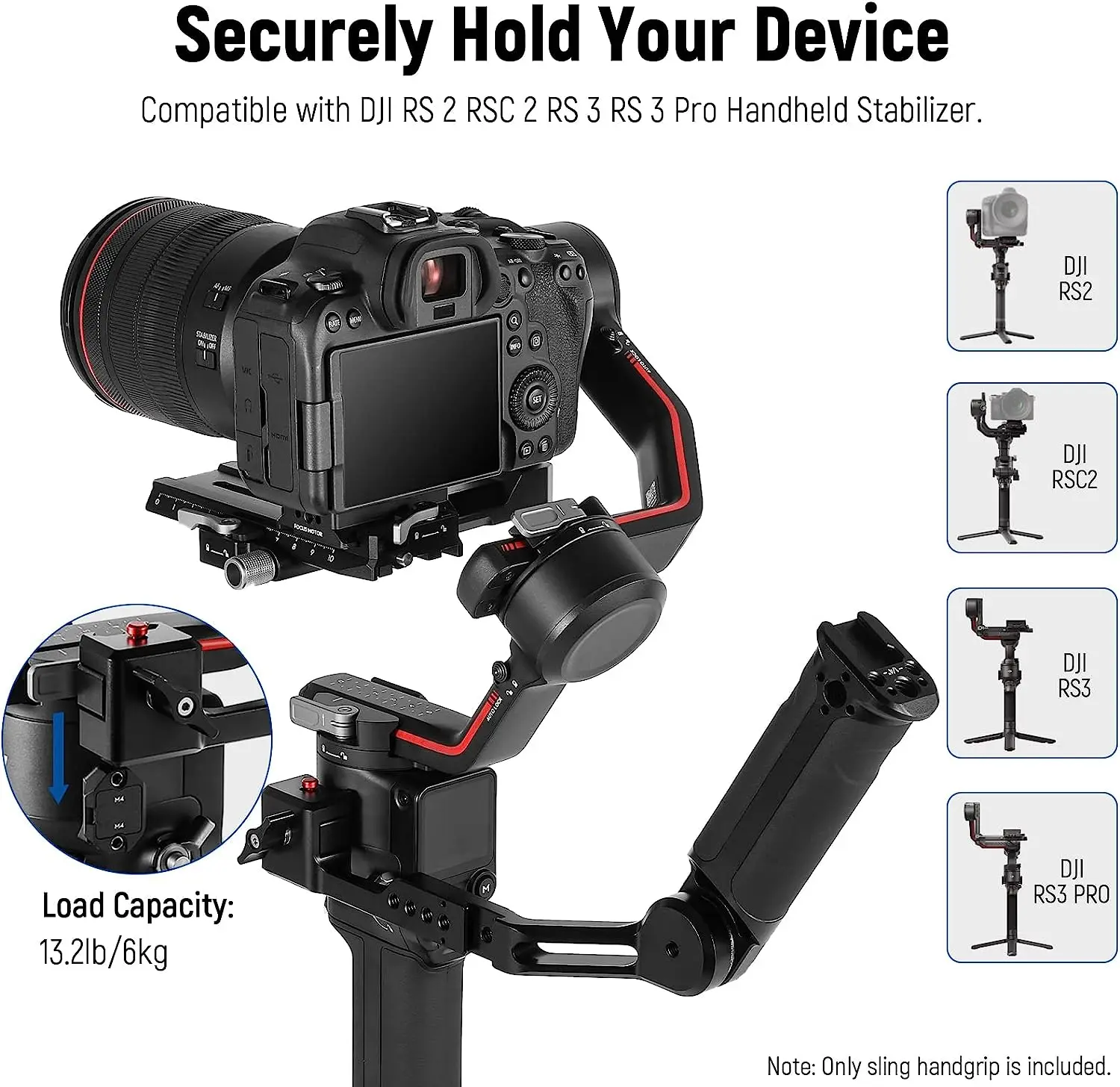 NEEWER Gimbal Sling Handgrip Compatible with DJI RS 2 RSC 2 RS 3 RS 3 Pro RS 3 Mini Handheld Stabilizer