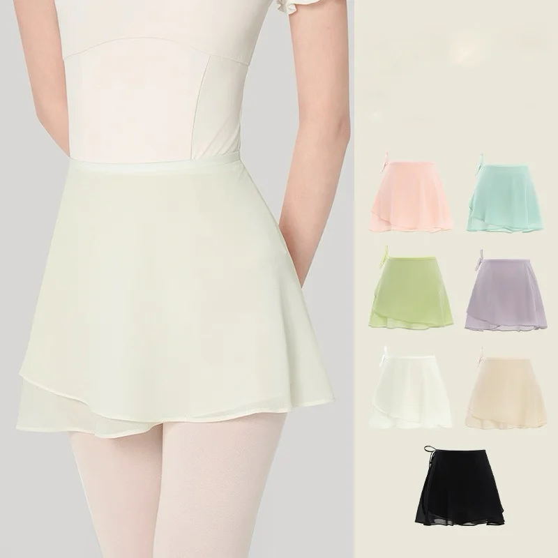 

Юбка для балета и танцев для взрослых и детей, высококачественная шифоновая однотонная тренировочная танцевальная одежда, трико для девочек, юбка для балета и танцев