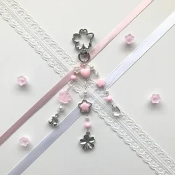 Handmade Creative Pink Sakura Rain Flower Keychain Pendant Y2K Fashionable Charm Sakura Keychain Accessories