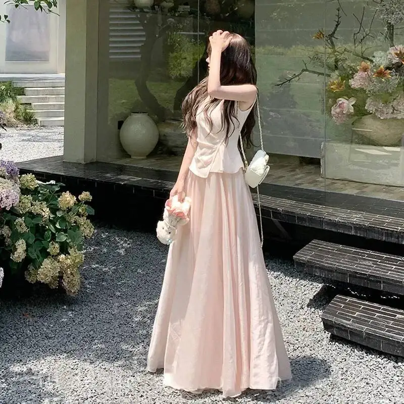 حار فتاة الرغبة النقية نمط تي شيرتات قصيرة الاكمام عالية الخصر تنورة صغيرة مجموعة المرأة الصيف جديد لطيف الوردي قطعتين دعوى #2