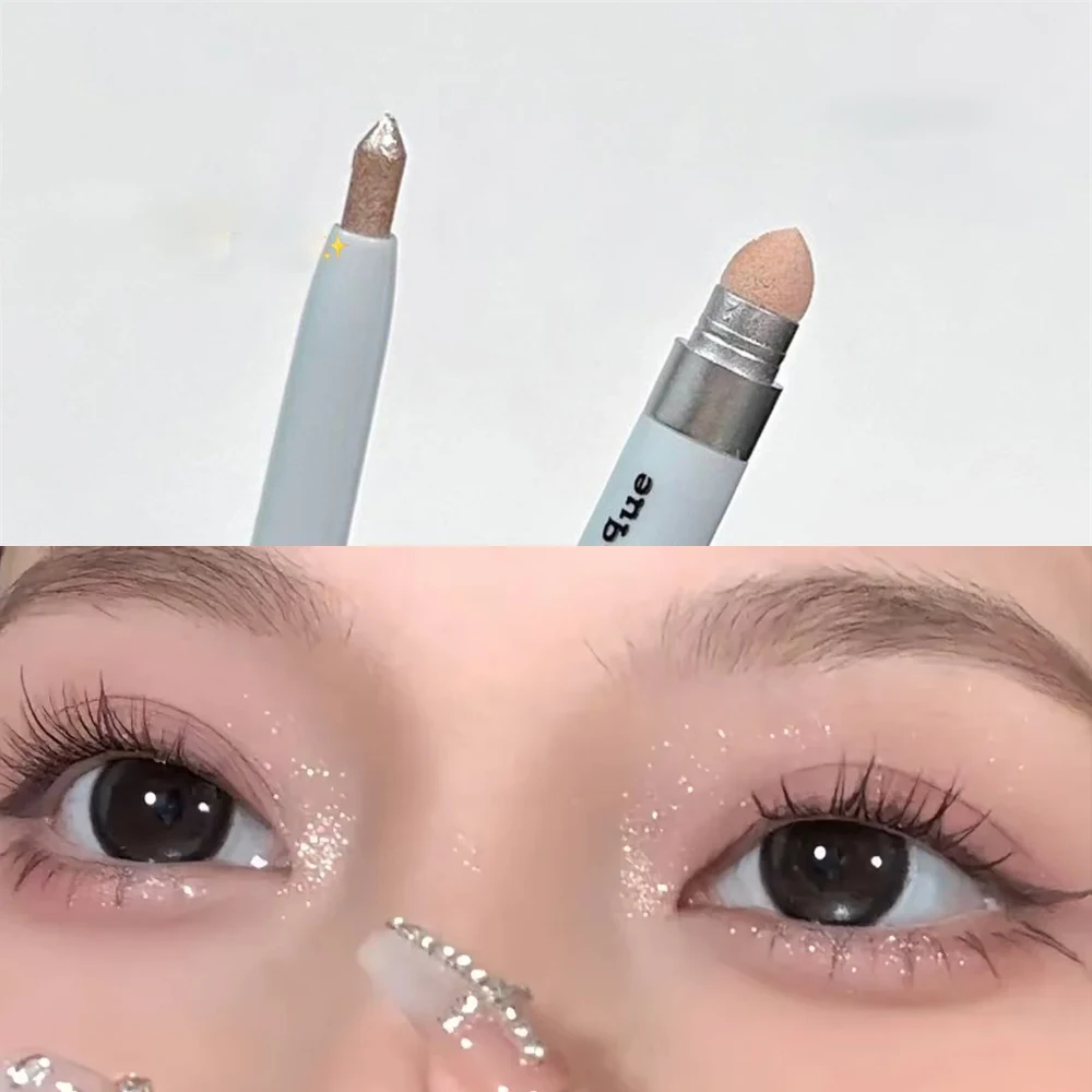 Korean 2 in 1 Lying Silkworm Eyeliner Pen,Bionic Shading Glitter Highlighting,Instant Big Eye Effect,Brighten Eyeshadow Makeup