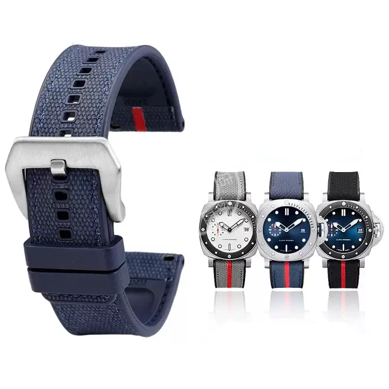 For Panerai SUBMERSIBLE band Luna Rossa PAM1466 PAM1391 PAM1565 Bracelet Rubber Strap 22MM 26mm Men's 24mm Watch Band Waterproof