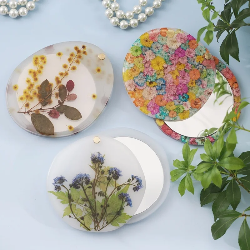 DIY Makeup Mirror Silicone Mold Elliptical Circular Rotating Jewelry Pendant Ornament Crystal Resin Epoxy Mold Jewelry Handmade