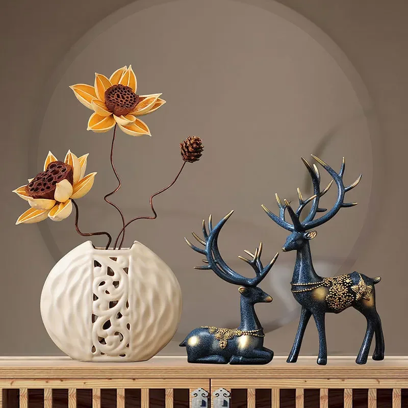 BJ-16  New Chinese vase deer ornament bedroom living room home creative jewelry company office desktop entrance