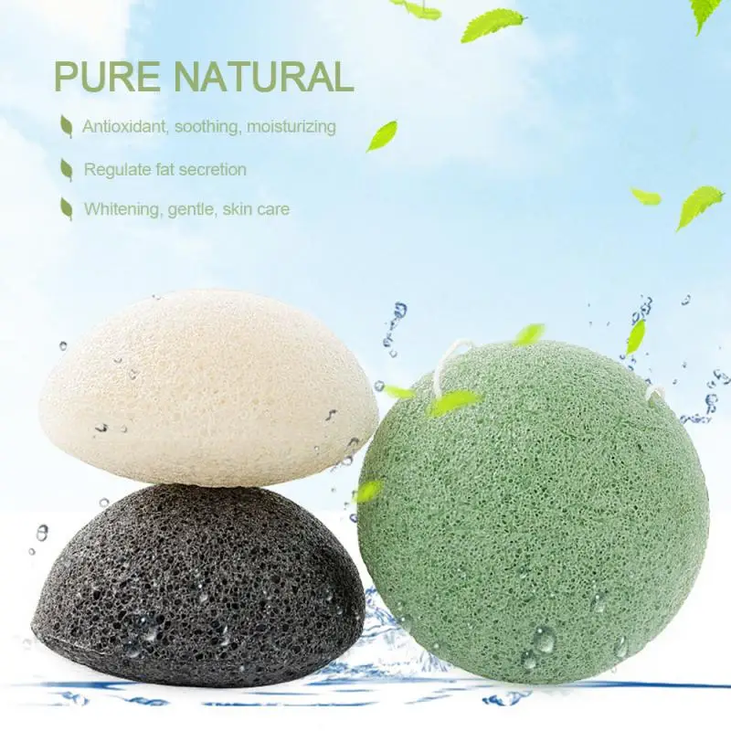 Soft Texture Face Wash Puff Konjac Cleaning Sponge Round Face Wash Cleaning Sponge Natural Fiber Facial Cleansing Exfoliator