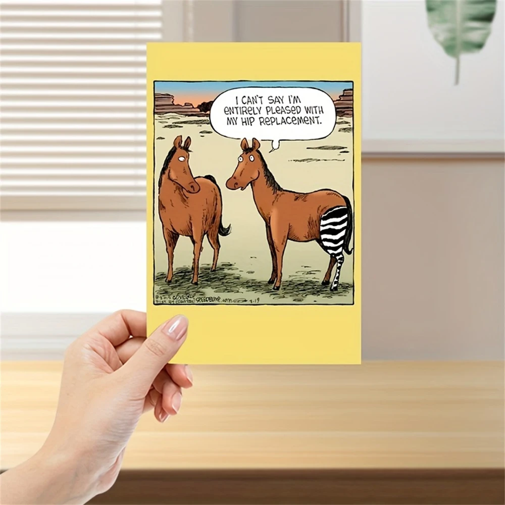 1 Funny Get Well Card with Envelope - Horse Hip Replacement,for adult
