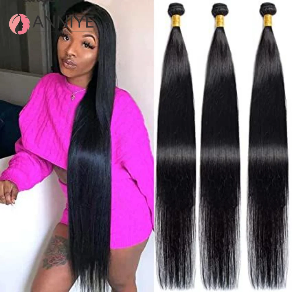 10-30 cali Brazylijskie Proste Pasma Włosów Naturalny Kolor Remy Przedłużanie Włosów Surowe Włosy 100% Ludzkie Włosy ANNIYE Hair