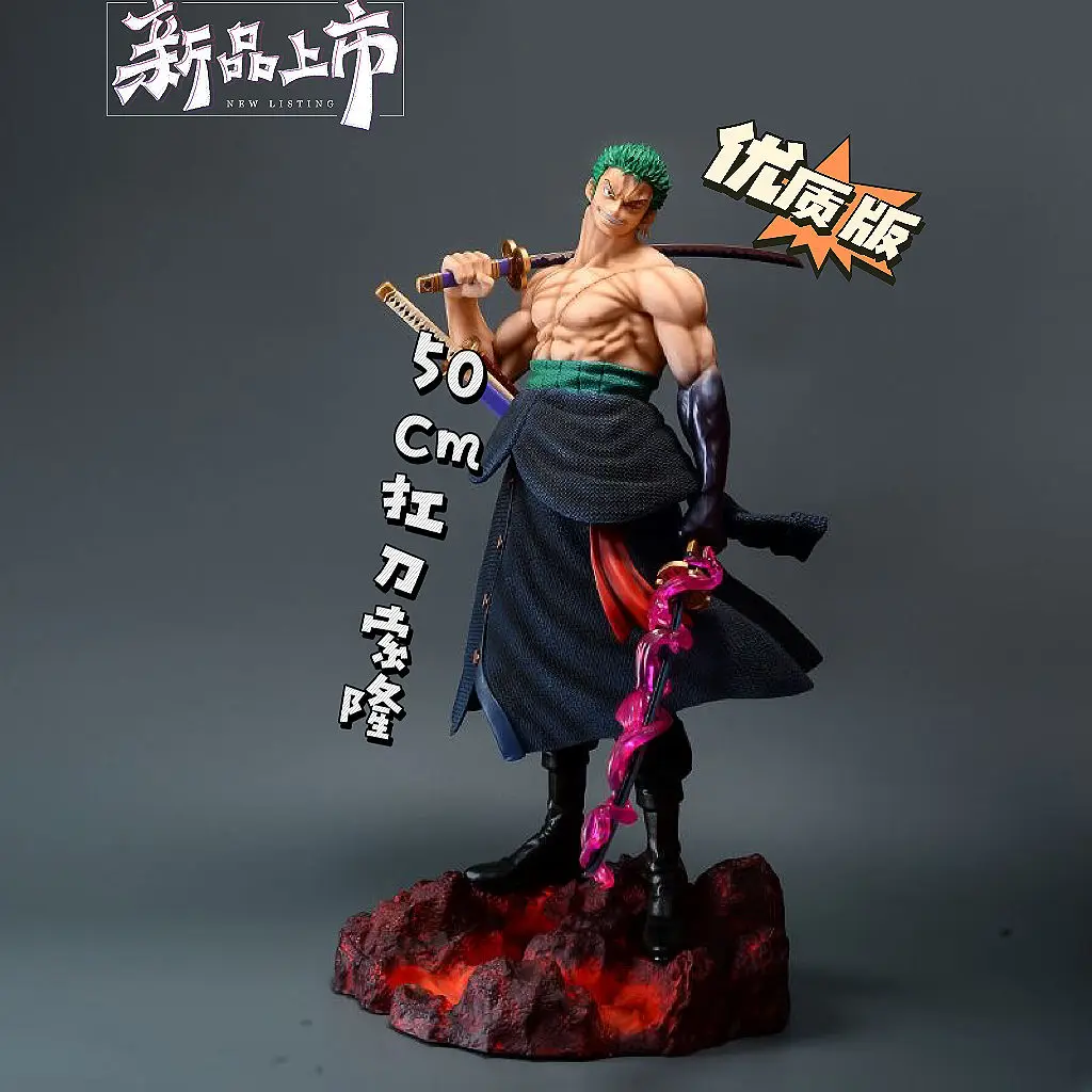 

50cm One Piece Stand Posture Roronoa Zoro Anime Action Fight Figures Pvc Statue 50cm Roronoa Zoro Model Collection Boy Toy Gift