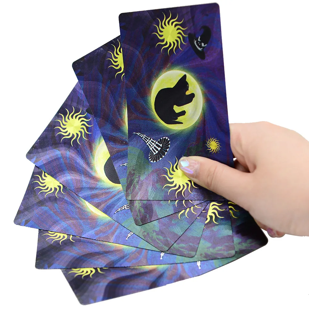 Gold Foil Witch Tarot Cards with Guide Book English Waterproof Card Game Poker Divination Emotional Interactive Board Game