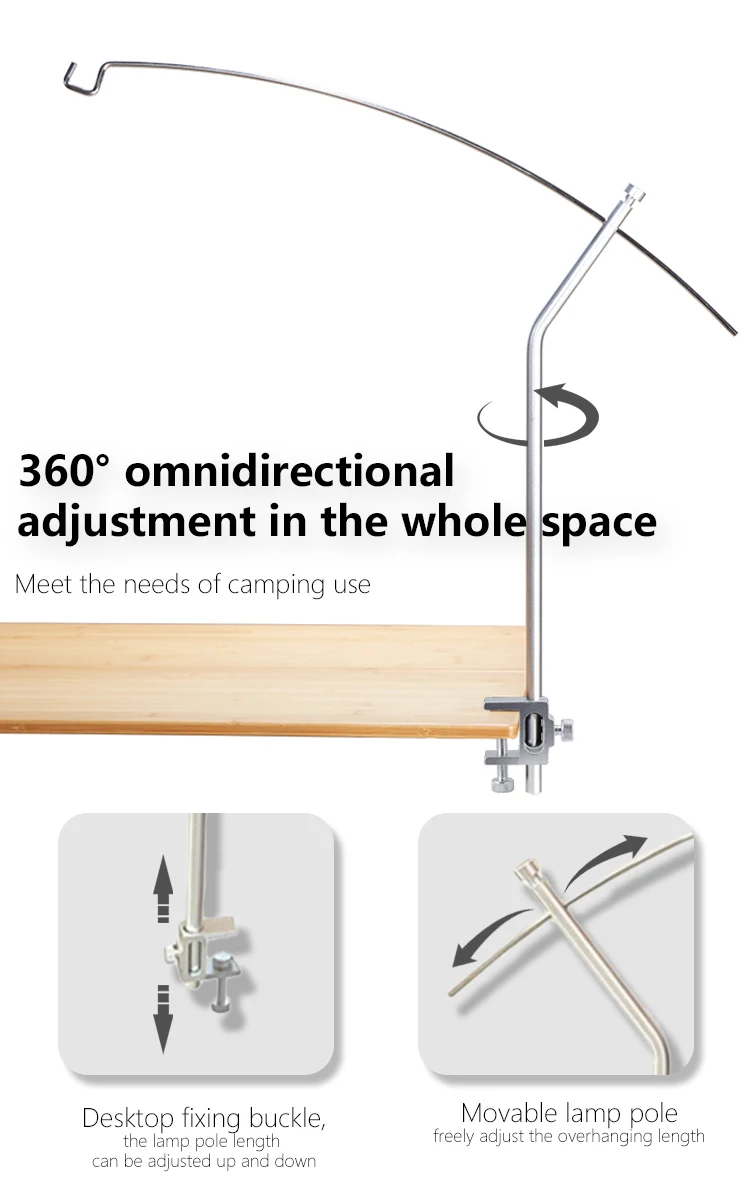 TARKA Abnehmbarer Camping-Lampenhalter, Richtungs- und Längenverstellbarer Lampenständer, Innovativer Leichtgewichtiger Beleuchtungslaternenhalter – Detail 2