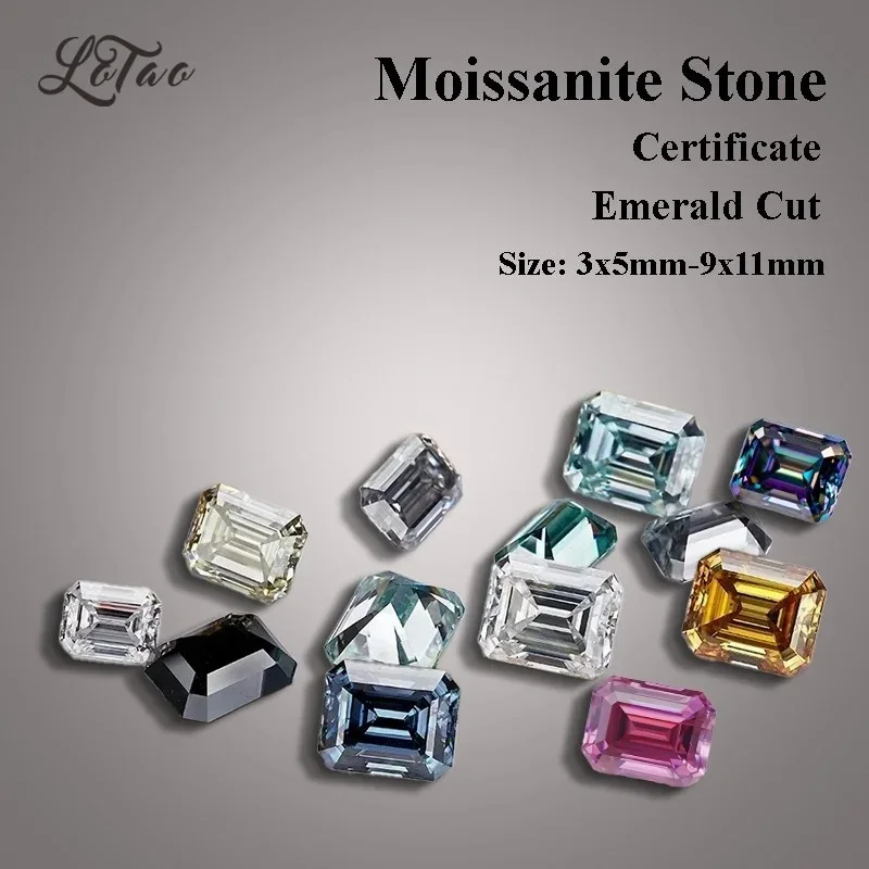 

Moissanite Stone Emerald Cut Shiny Quality VVS1 Combination Chain Charms Certificate for Advanced Jewelry Making Materials