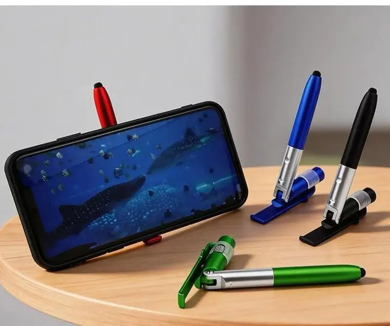 Multi Function Toy Pen 4 in 1 Foldable LED Capacitor Ballpoint Holder Camping Tent Night Light Phone Stand