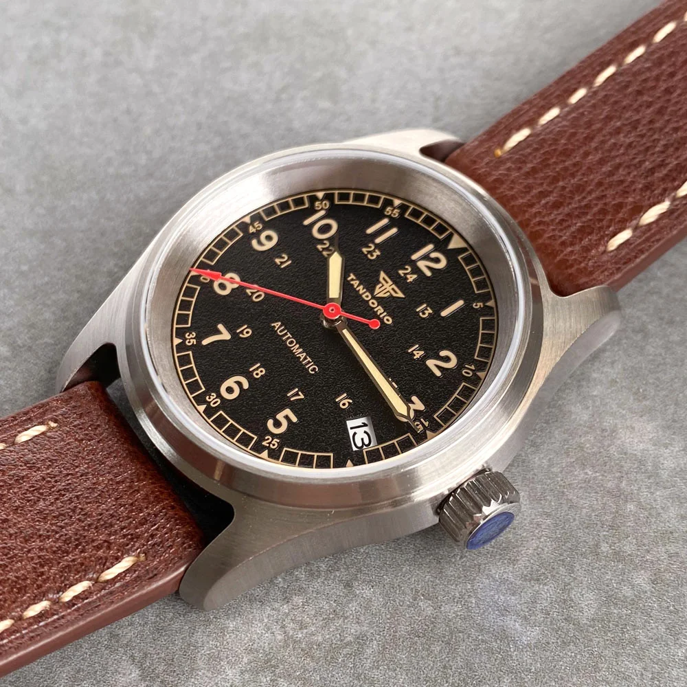 TANDORIO-Reloj de campo militar NH35 para hombre, cronógrafo de 36mm con movimiento automático, cristal de zafiro, 200M, resistente al agua, Lume