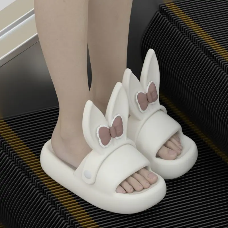 Cute Girl Rabbit Slippers Women's Summer Wear Thick Bottom Non-Slip Cartoon Fashion Flip-Flops Soft Bottom Two-Way Sandals