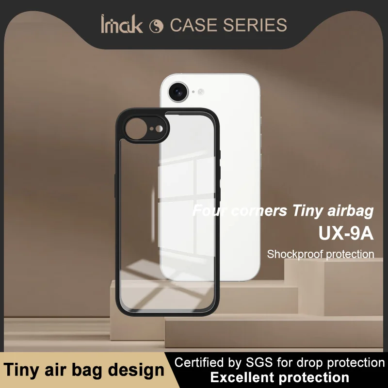 حافظة IMAK UX-9A لهاتف iPhone 16e 5G PC+TPU غطاء إطاري ناعم