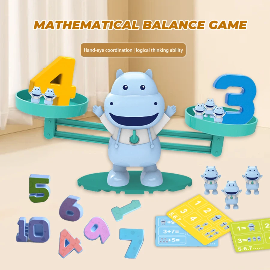 

Children Digital Balance Education Technology Toys Cartoon Dinosaur Hippo Dog Addition and Subtraction Mathematics Teaching Tool