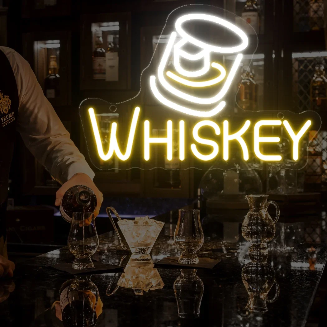 Whiskey Bar Neon Signs Led Light Home Bars Party Restaurant Beer Drink Cafe Bistro Club Room Hanging Wall Decor Sign USB Lamp