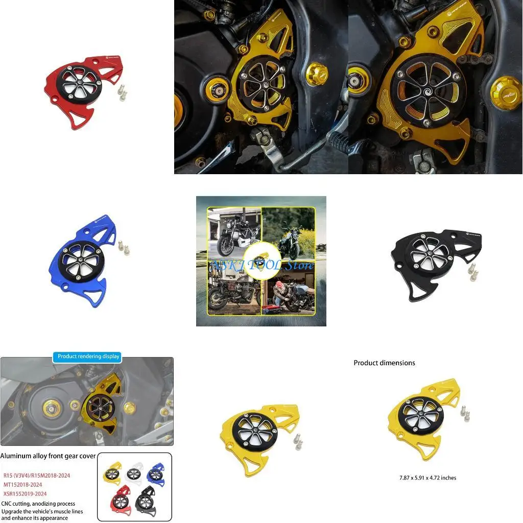 

L8RC Aluminum Alloy Front Chain Sprocket Guard Protector Cover Dustproof Motorcycle Gear Cover For 15 3 4 R15M MT15 XSR155