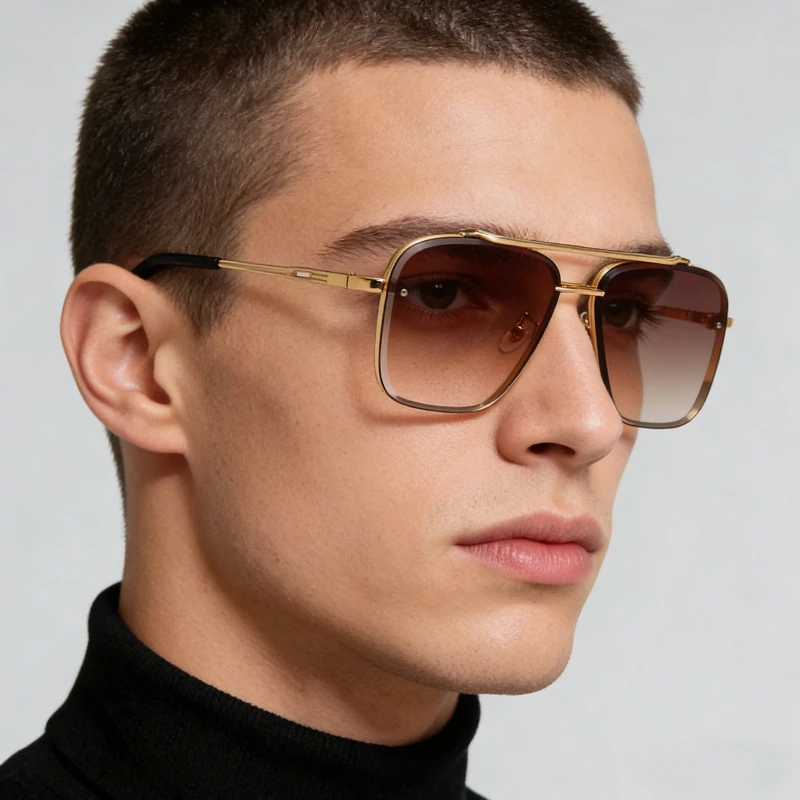 Neue quadratische Metall-Sonnenbrille mit Farbverlauf, modische Luxus-Sonnenbrille für Herren und Damen, Outdoor-Sport, Fahren, Angeln, UV400