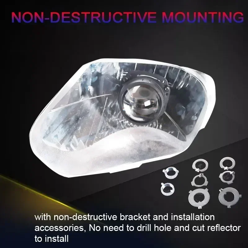 Sanvi 2,5 pulgadas S8 MINI Auto Bi lente de proyector LED para faros de coche 35W 6000k H4 H7 9005 9006 luz LED luz de conducción de ojo de Ángel
