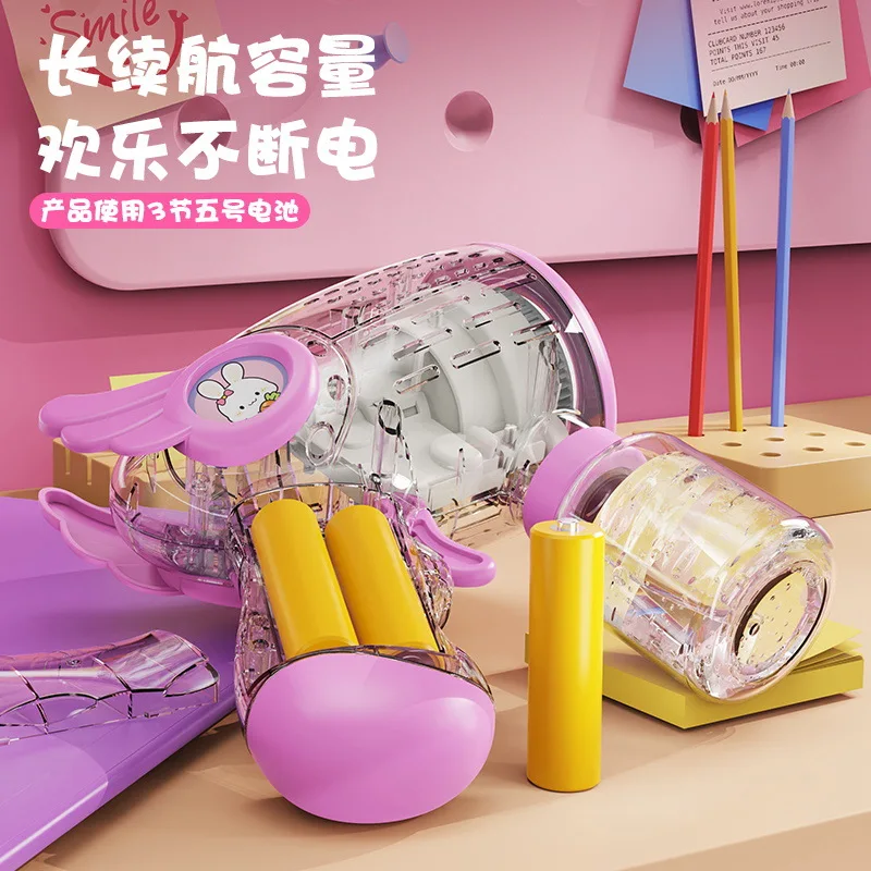 Kinder Neue Transparente Bubble Gun Mit Flügeln Multi-loch Automatische Blase Blasen Mit Lichter Handheld Elektrische Blase Maschine Spielzeug