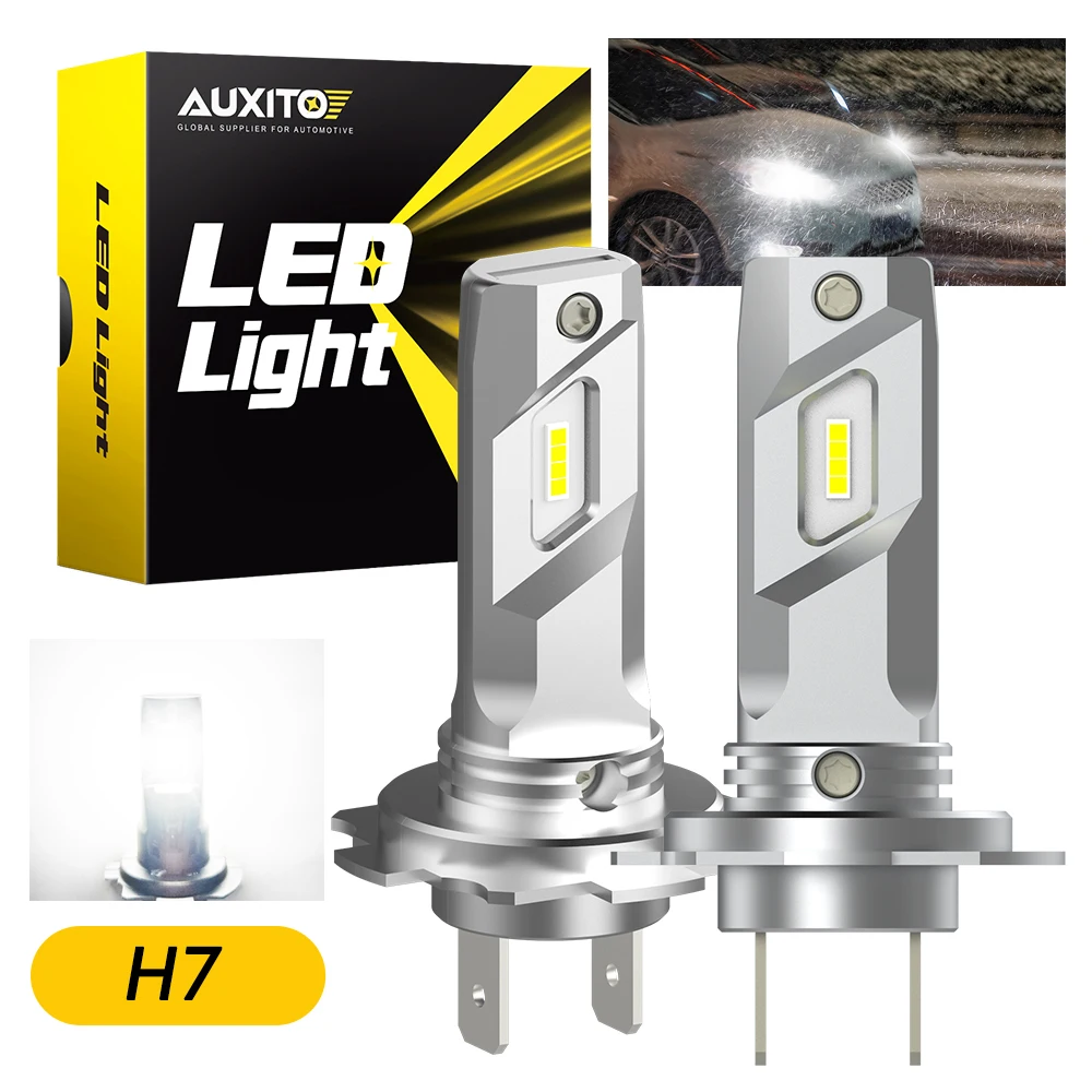 

AUXITO E4 Kit Xenon H7 LED Spotlight Fanless Low Beam Headlight 6500K 12V For Peugeot Renault Hyundai KIA Powerful CSP Auto Bulb