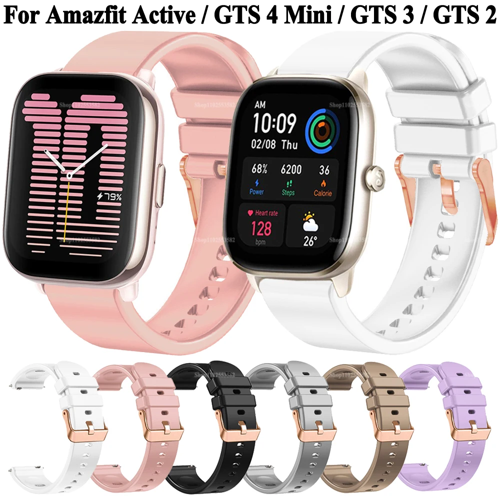 20mm Replacement Straps For Amazfit Active Women's Wristband Bracelet GTS 4 Mini/2/2e/Bip U Pro/3 Pro Silicone Band Accessories